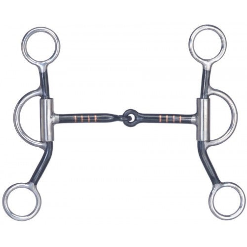 Metalab Black Stainless Steel Snaffle Bit With Copper Inlay