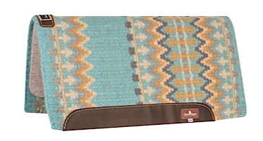 Classic Equine Classic Wool Top Saddle Pad 3 4 inch Thick Turquoise Honey 32 inch x 34 inch
