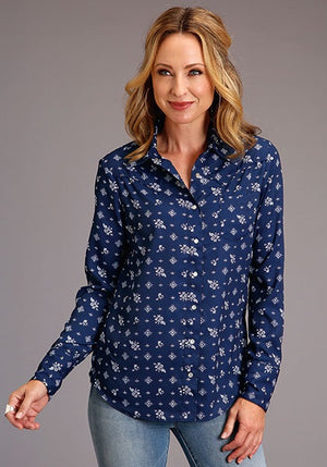 Stetson Women's Long Sleeve Vintage Ditzy Poly Crepe Shirt