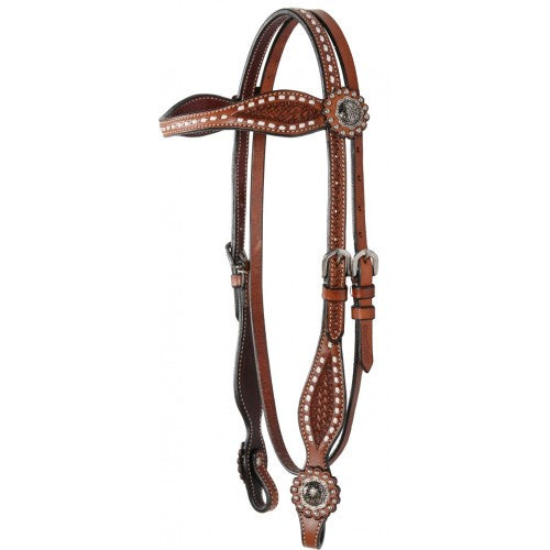 Country Legend Buckstitch And Basket Browband Headstall