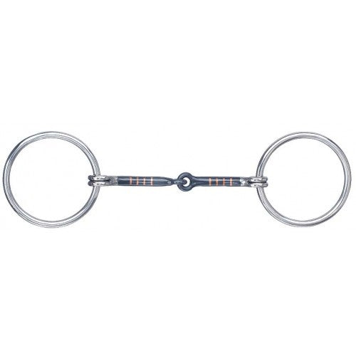 Black Steel Snaffle Mouth Bit With Copper Inlay