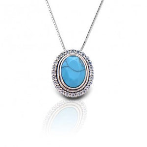 Kelly Herd Oval Turquoise Pendant Necklace, Sterling Silver