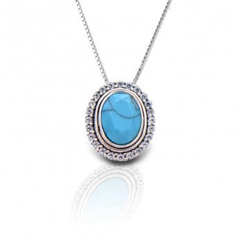 Kelly Herd Oval Turquoise Pendant Necklace, Sterling Silver