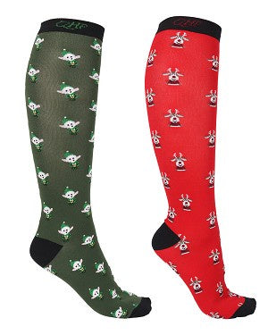 QHP Christmas Boot Socks Elf/Rudolph