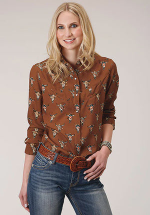 Roper Women's Cowskulls Print Snap Shirt