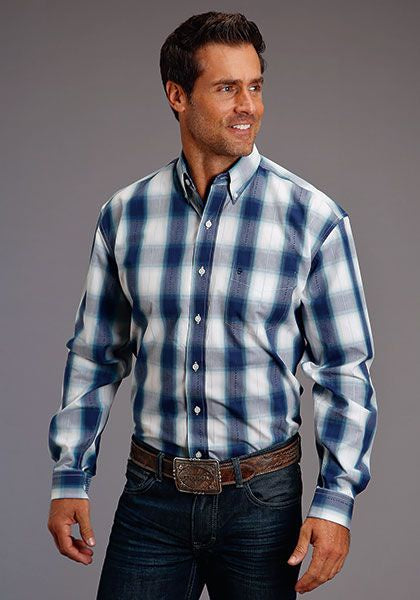 Stetson Men's Ice Ombre Plaid Shirt