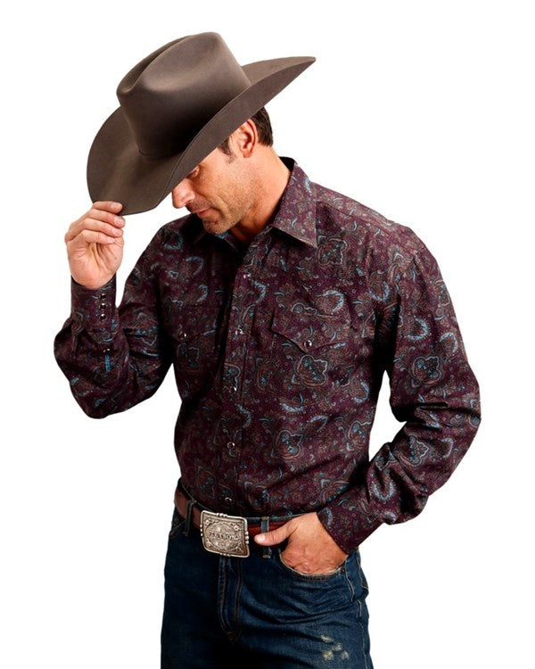Stetson Men's Wine Paisley Snap Shirt