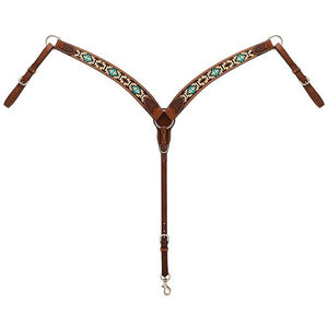 Turquoise Cross Aztec Contoured Breast Collar