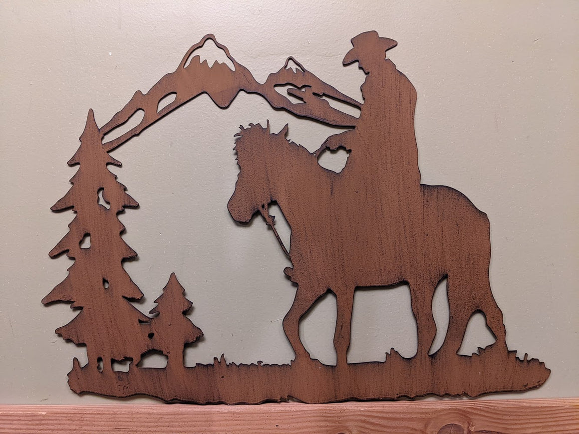Mountain Cowboy Wall Décor 22x16"