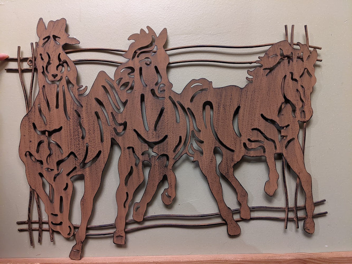 3 Galloping Horses Wall Décor 22x16"